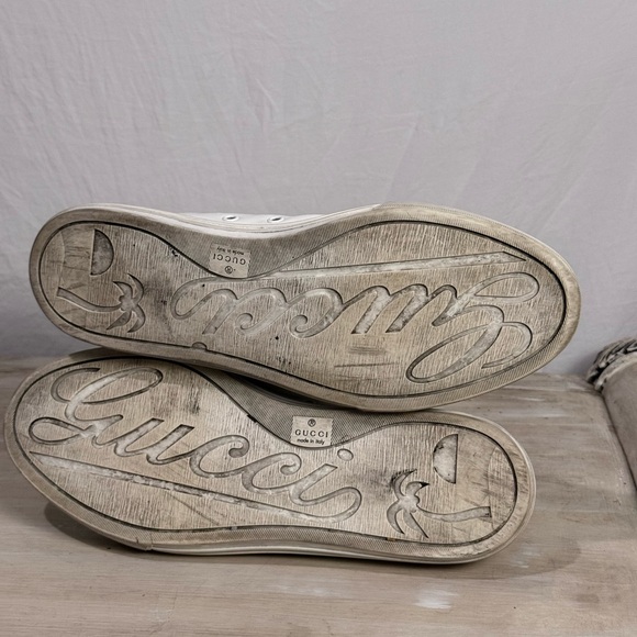 Gucci Men's White High-Top Sneakers with Silver Studs - Picture 5 of 6